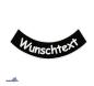 Preview: bestickter Aufnäher Bogen unten Wunschtext & Wunschgröße auf schwarzen Untergrundstoff