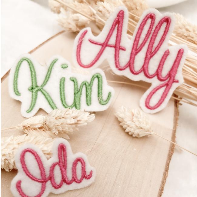 Namen / Namensapplikation mittelgroß auf weißem  Filz , DIY Schriftzug Schrift 015