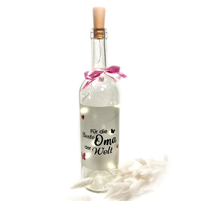 Flaschenlicht  " Beste Oma "  LED Leuchtflasche