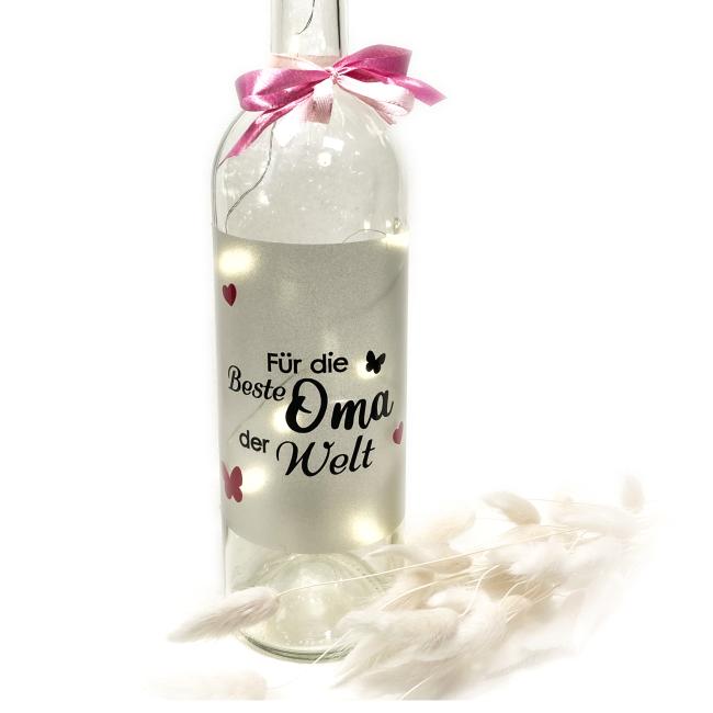 Flaschenlicht  " Beste Oma "  LED Leuchtflasche