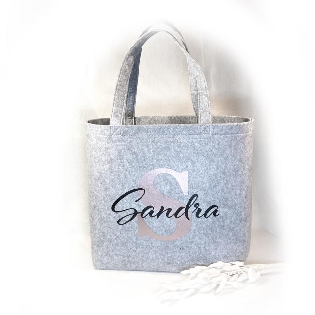 Filz Shopper mit Name ♥ Einkaufstasche ♥ Geschenk