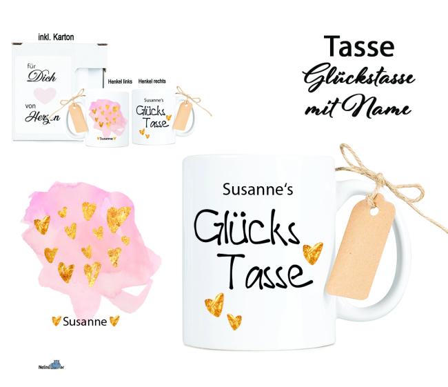 Tasse Kaffeebecher Glückstasse mit Name personalisiert Geschenk