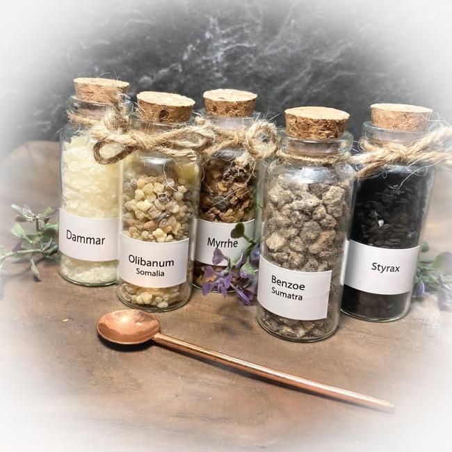 Räucherset Weihrauch Harze inkl. Räuchergefäß & Räucherlöffel  / Weihrauch Raunächte Räucherwerk Ritual Räucherharze