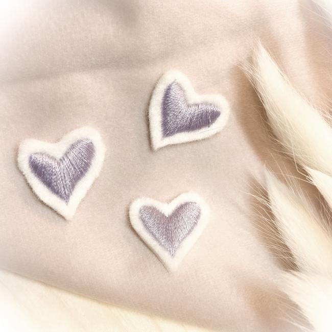 Mini Applikation gestickte Herzen 3er oder 5er Set  /  zum aufbügeln / Aufnäher  für DIY , Taschen, Schultüten, Kissen u.v.m.