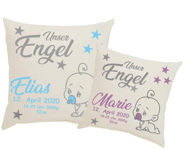 Kissenbezug "Unser Engel" mit Name & Geburtsdaten