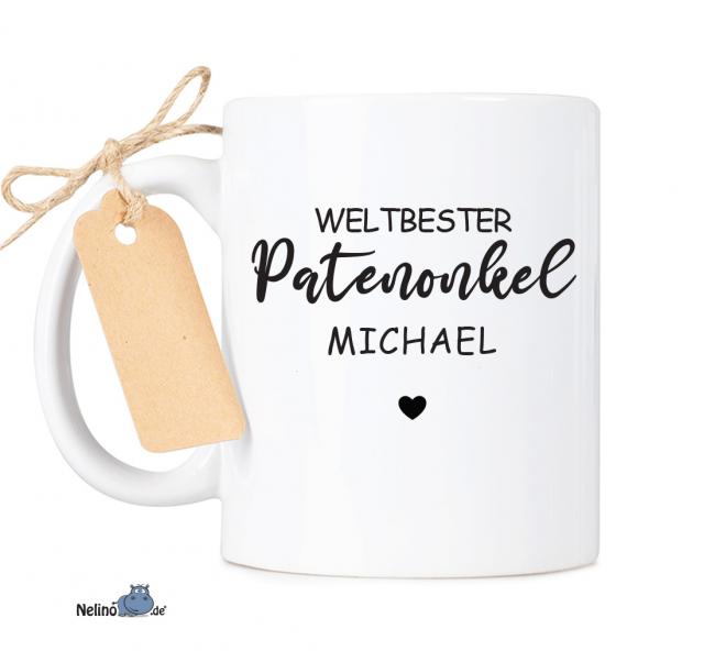 Tasse Kaffeebecher Weltbester Patenonkel personalisiert mit Name Tassengeschenk