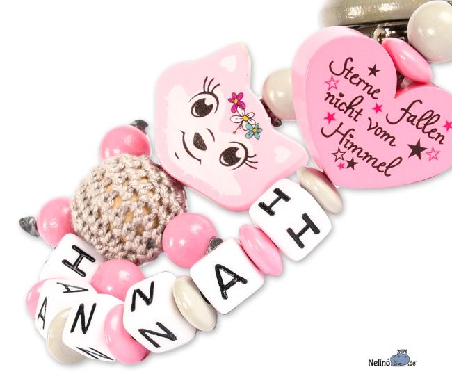 Schnullerkette Fuchsmädchen &  Wendeherz " Sterne fallen nicht vom Himmel"