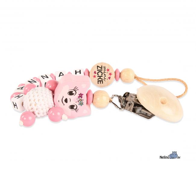 Schnullerkette Fuchsmädchen &  Scheibe mini Zicke