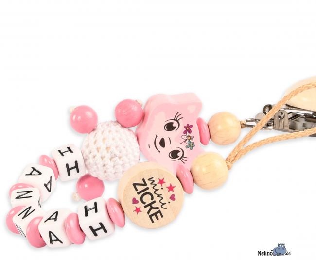 Schnullerkette Fuchsmädchen &  Scheibe mini Zicke