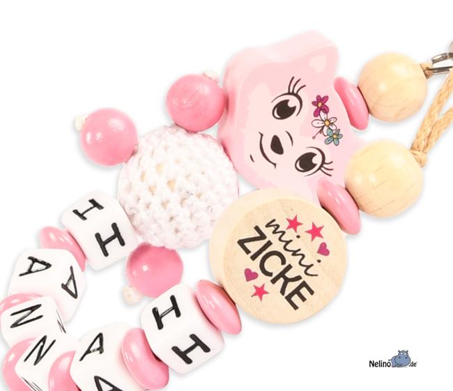 Schnullerkette Fuchsmädchen &  Scheibe mini Zicke