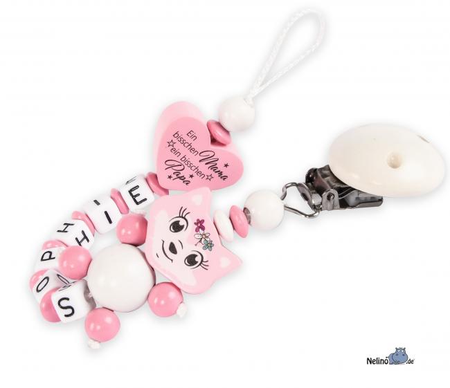 Schnullerkette Fuchsmädchen &  Wendeherz " Ein bisschen Mama...."