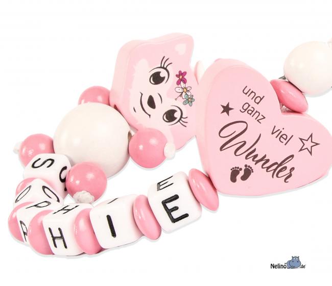 Schnullerkette Fuchsmädchen &  Wendeherz " Ein bisschen Mama...."