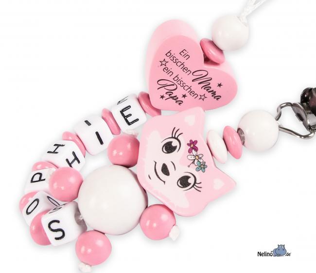 Schnullerkette Fuchsmädchen &  Wendeherz " Ein bisschen Mama...."