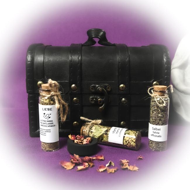 Räucher-Set / Anfänger-Set / Räucherapotheke / Geschenk Schatztruhe Räucherwerk