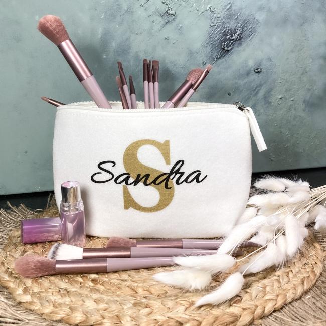 Kosmetiktasche mit Wunschname, Make-up Tasche, Schminkbeutel