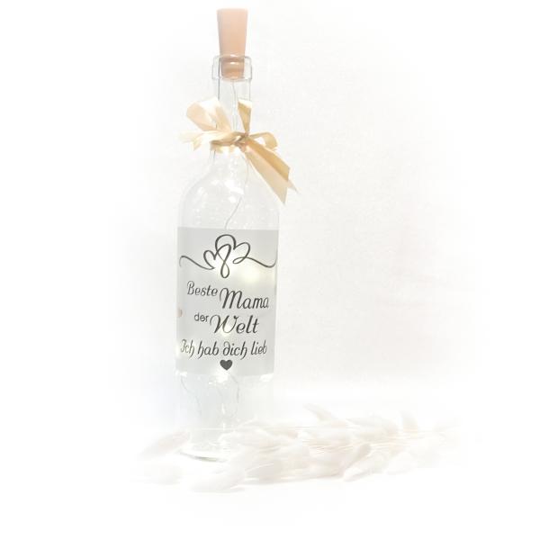 Flaschenlicht  " Beste Mama, Hab dich lieb "  LED Leuchtflasche