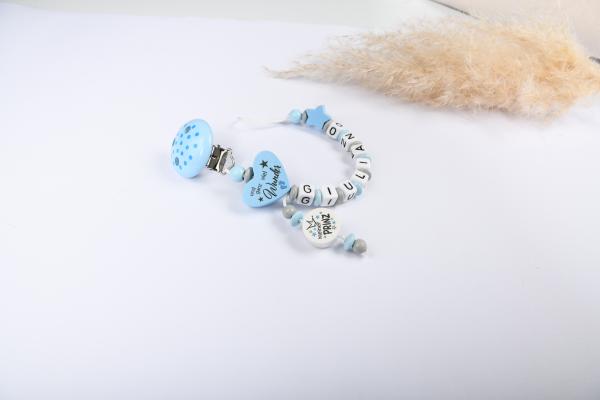 Schnullerkette mit Wendeherz  "Ein bisschen Mama...." & kleiner Prinz ♥