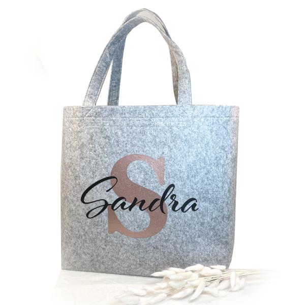 Filz Shopper mit Name ♥ Einkaufstasche ♥ Geschenk