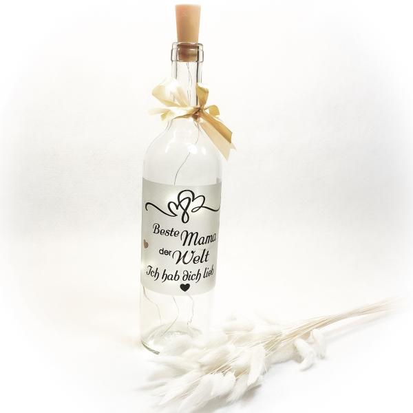 Flaschenlicht  " Beste Mama, Hab dich lieb "  LED Leuchtflasche