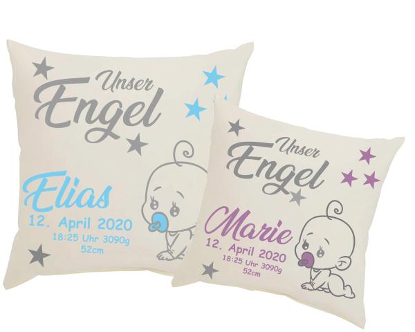 Kissenbezug "Unser Engel" mit Name & Geburtsdaten