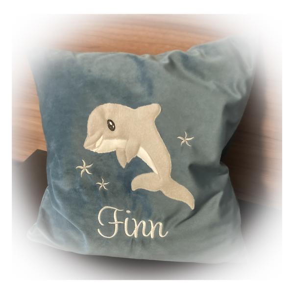 Kissen Delfin Applikation gestickt ♥ Süßer  Delfin und Name  ♥
