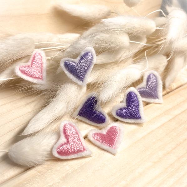 Mini Applikation gestickte Herzen 3er oder 5er Set  /  zum aufbügeln / Aufnäher  für DIY , Taschen, Schultüten, Kissen u.v.m.