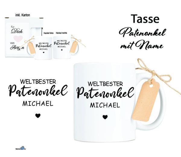 Tasse Kaffeebecher Weltbester Patenonkel personalisiert mit Name Tassengeschenk
