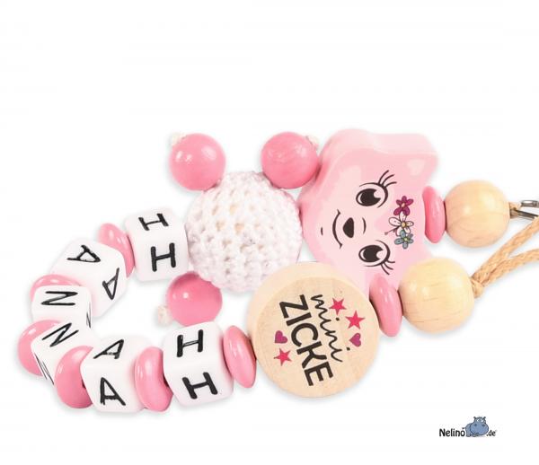 Schnullerkette Fuchsmädchen &  Scheibe mini Zicke