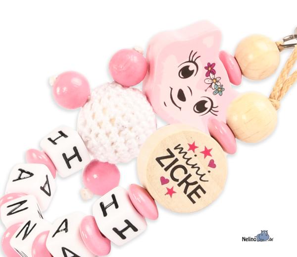 Schnullerkette Fuchsmädchen &  Scheibe mini Zicke