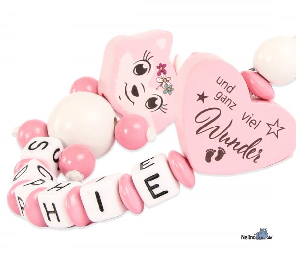 Schnullerkette Fuchsmädchen &  Wendeherz " Ein bisschen Mama...."