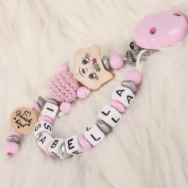 Schnullerkette Wunschkind als Seitenableger mit Fuchsmädchen