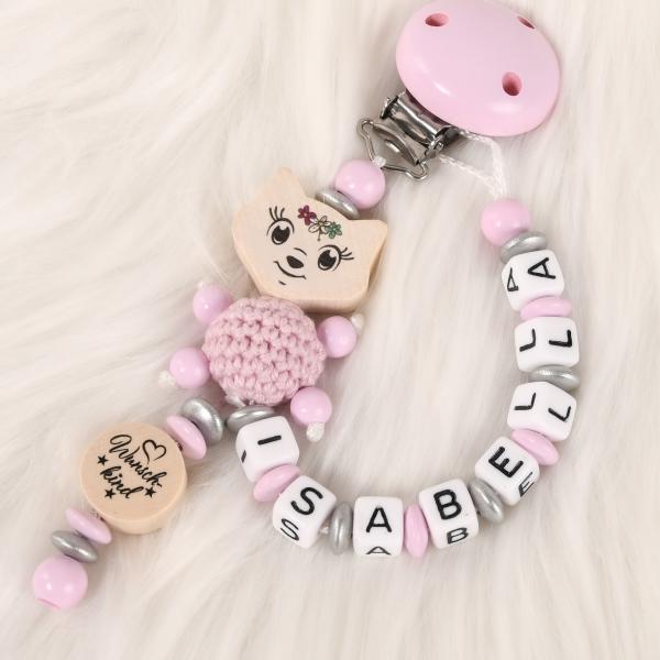 Schnullerkette Wunschkind als Seitenableger mit Fuchsmädchen