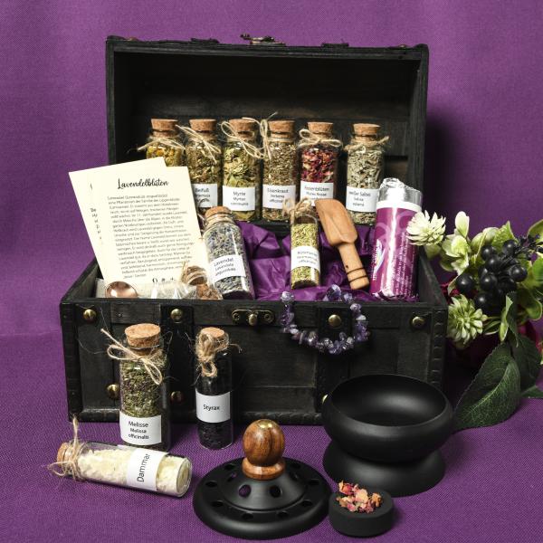Räucher-Set  groß / Räucherapotheke / Räuchermagie / Geschenk Schatztruhe Räucherwerk inkl. Kraftarmband/Edelsteinarmband