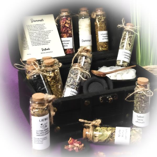 Räucher-Set / Anfänger-Set / Räucherapotheke / Geschenk Schatztruhe Räucherwerk