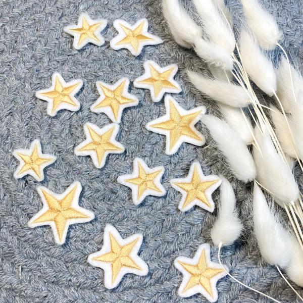 Mini Applikation gestickte Sterne 3er oder 5er Set  /  zum aufbügeln / Aufnäher  für DIY , Taschen, Schultüten, Kissen u.v.m.