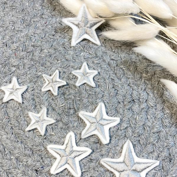 Mini Applikation gestickte Sterne 3er oder 5er Set  /  zum aufbügeln / Aufnäher  für DIY , Taschen, Schultüten, Kissen u.v.m.