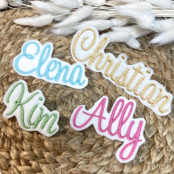 Namen / Namensapplikation mittelgroß auf schwarzem  Filz , DIY Schriftzug Schrift 015