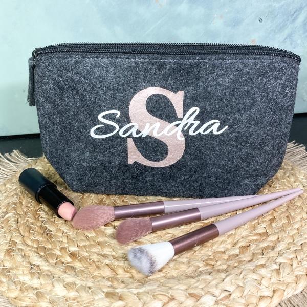 Kosmetiktasche mit Wunschname, Make-up Tasche, Schminkbeutel