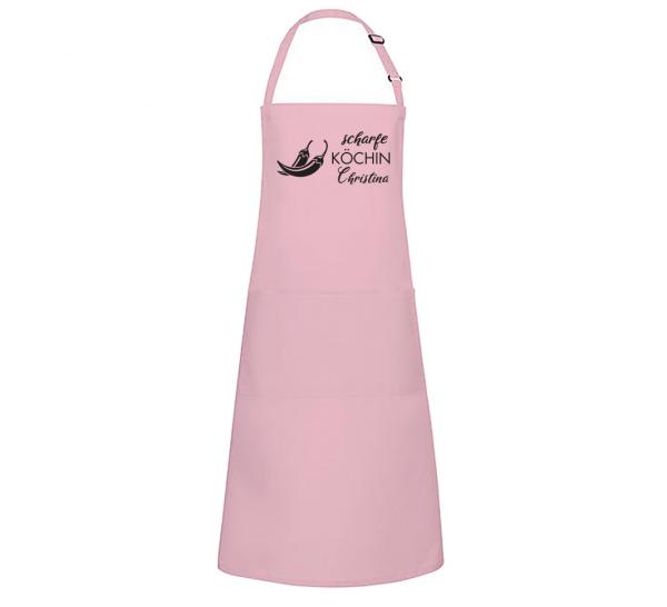 hochwertige Latzschürze "scharfe Köchin"  mit Wunschname
