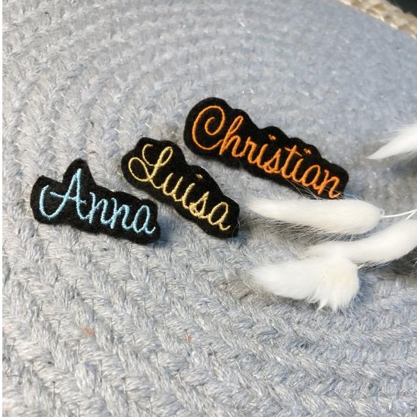 Namen / Namensapplikation mittelgroß auf schwarzem  Filz , DIY Schriftzug Schrift 015