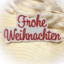 Applikation Frohe Weihnachten rot / Patch für DIY