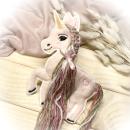 Einhorn Applikation  mit Wollmähne / Bügelbild süßes Einhorn rosa / Patch für DIY