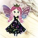 Fee  Feenprinzessin Black Applikation mit Glitzer / Bügelbild süße Prinzessin / Patch für DIY - Kopie