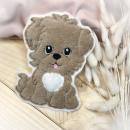 Hund Applikation / Bügelbild süßer Hund braun  / Aufnäher / Patch für DIY / 3D Effekt