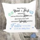 Kissen "Wenn Träume Hand und Fuß..." mit Name & Geburtsdaten