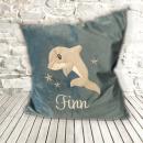 Kissen Delfin Applikation gestickt ♥ Süßer  Delfin und Name  ♥