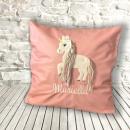 Kissen Einhorn gestickt ♥ Süßes Einhornkissen ♥ mit Wollhaaren und Wunschname
