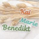 Namen / Namensapplikation klein auf weißem  Filz , DIY Schriftzug Schrift 014