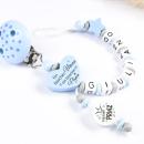 Schnullerkette mit Wendeherz  "Ein bisschen Mama...." & kleiner Prinz ♥