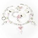 5 teiliges Set  Schnullerkette, Kinderwagenkette & Greifring mit Wunschname